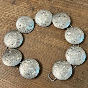 Silver Mexico Mini Concho Link Bracelet